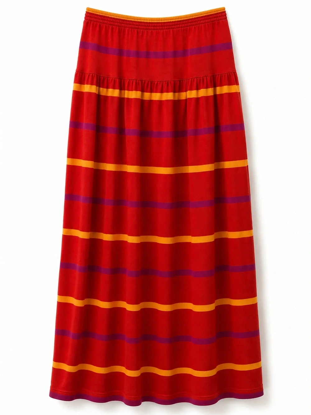Vintage Adrienne Vittadini sport 100% cotton red multicolor Striped Midi Skirt